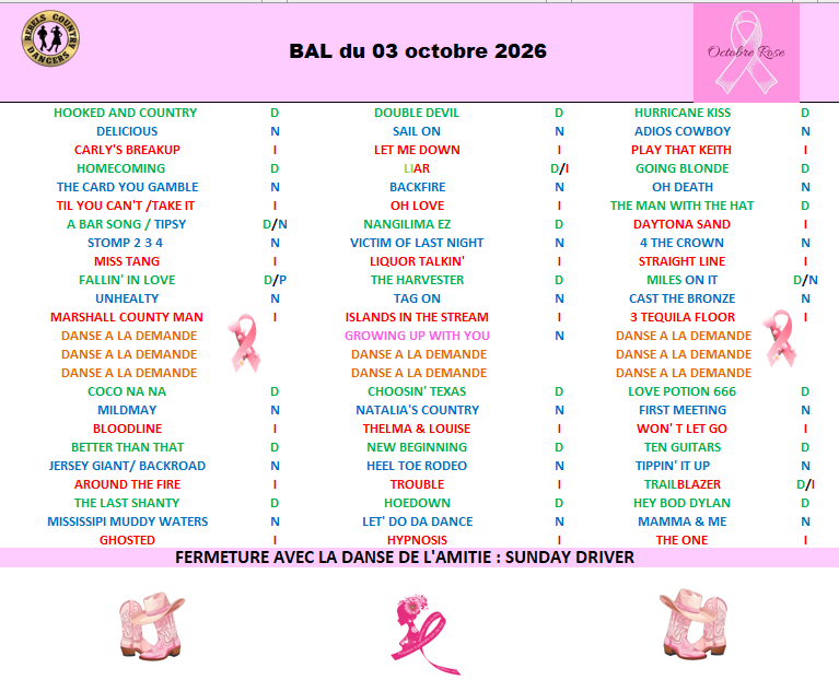 Illustration : Playlist bal octobre rose du 03 octobre 2026